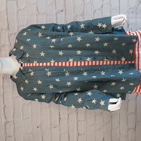 D & co Star Chambray Button Down Shirt Denim & Company Top XXL 2X - Picture 4 of 8